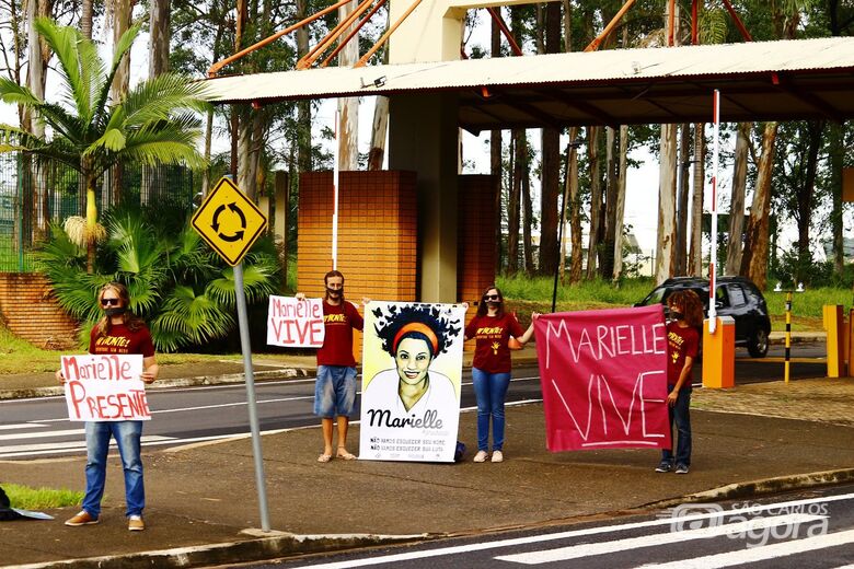 Ato de repúdio na UFSCar marca um ano do assassinato de Marielle Franco - Crédito: Divulgação