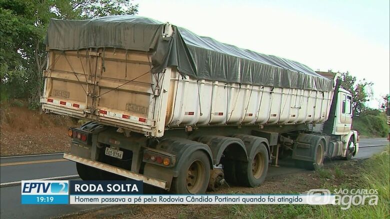 Roda de caminhão se solta e mata jovem na SP-334 - Crédito: Reprodução EPTV1