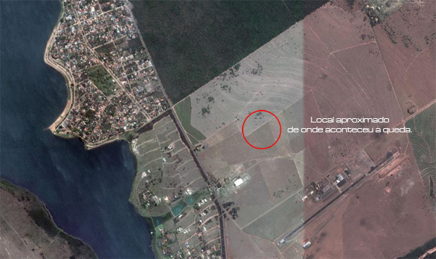 Local onde aconteceu a queda do avião T-28 Trojan. (Google Maps)