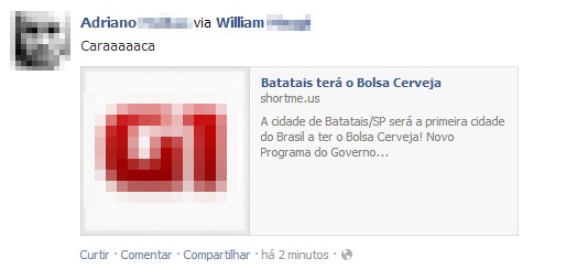 Esse post foi visto poucos minutos antes da publicação da matéria. (Print: Facebook)