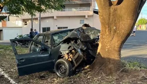 Homem morre após carro colidir com árvore