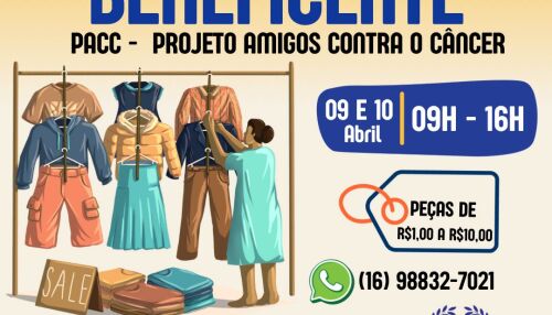 Bazar beneficente do PACC acontece dias 9 e 10 de abril no Santa Felícia