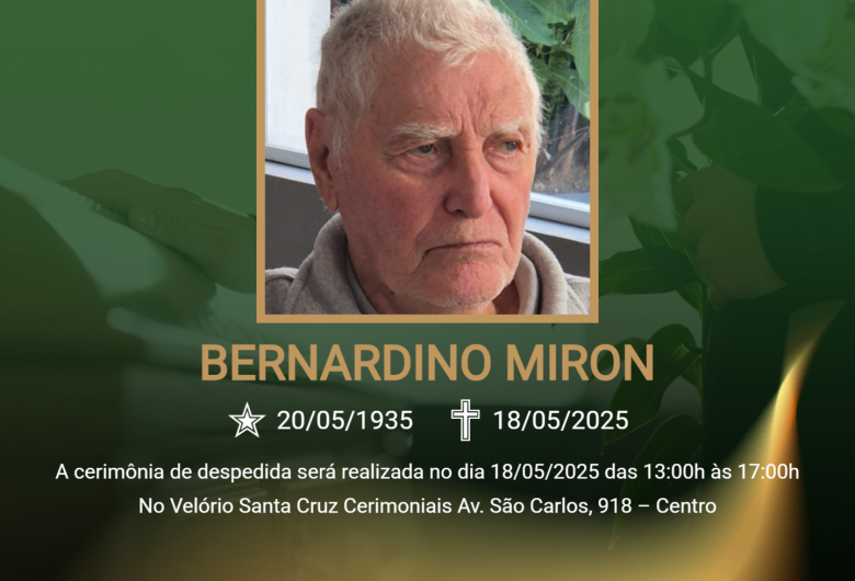 Grupo Santa Cruz informa o falecimento do Sr. Bernardino Miron