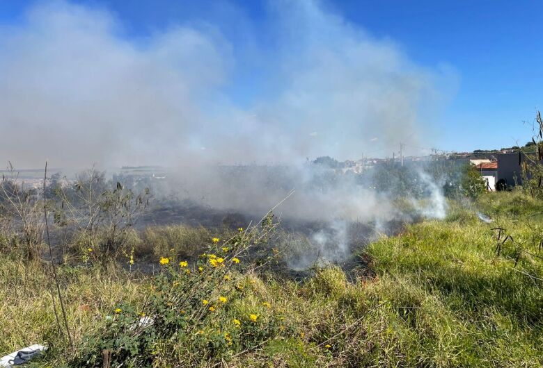 Incêndio em vegetação atinge área próxima a residências no Jardim Pacaembu