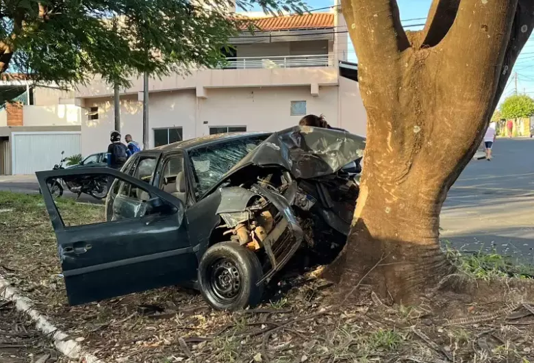 Homem morre após carro colidir com árvore