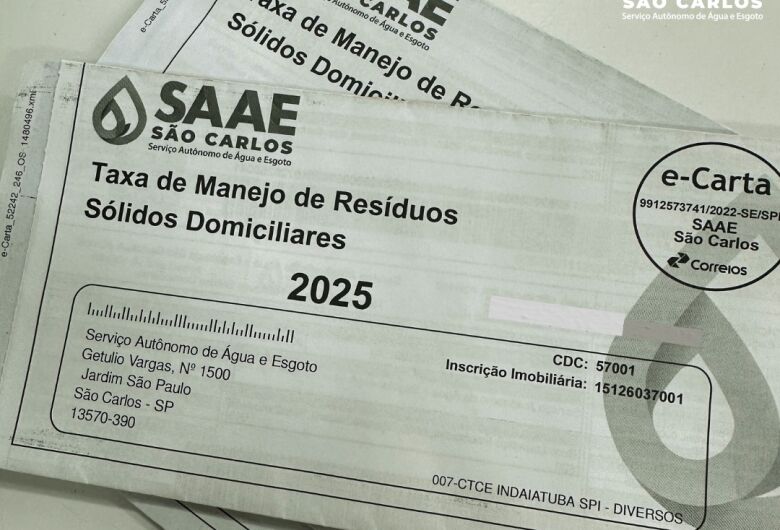 Correios iniciam entrega do 2&ordm; lote da Taxa do Lixo em São Carlos