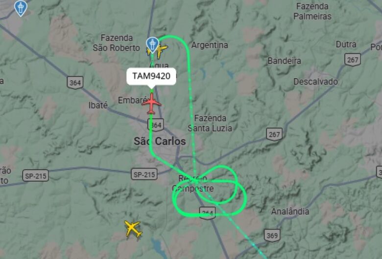 Mau tempo impede pouso de avião da Latam pela terceira vez no Aeroporto de São Carlos