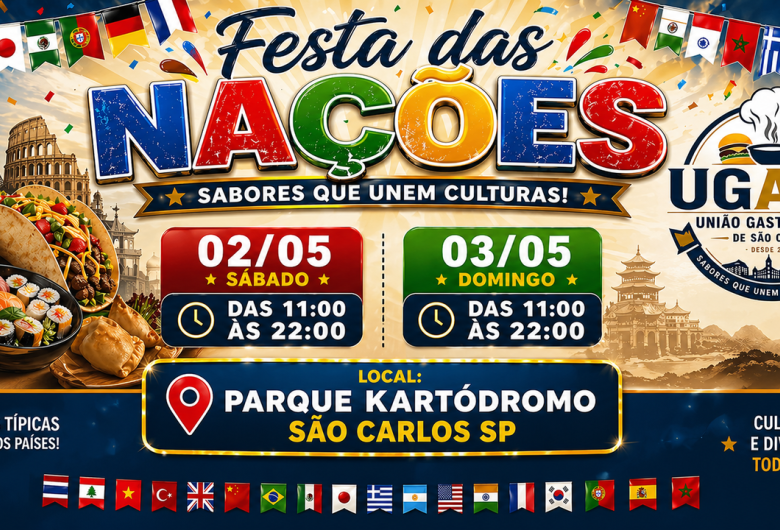 Festa das Nações acontece dias 2 e 3 de maio no Kartódromo com gastronomia e música ao vivo