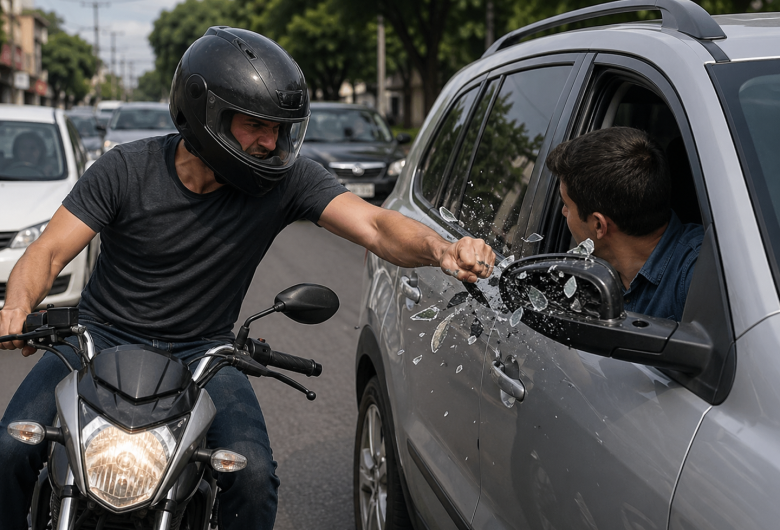Motorista tem retrovisor quebrado após discussão no trânsito no Centro