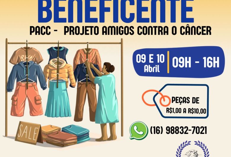 Bazar beneficente do PACC acontece dias 9 e 10 de abril no Santa Felícia