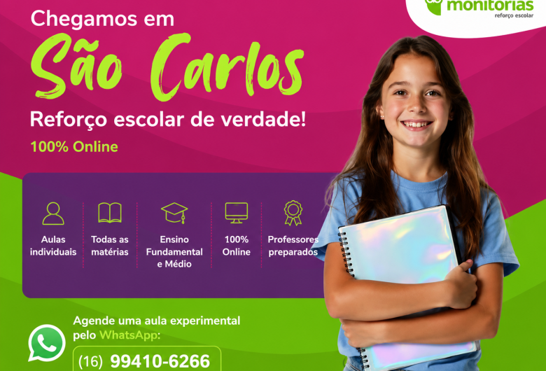 Monitorias chega a São Carlos com reforço escolar online e acompanhamento individual