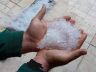 Granizo se acumulou em vasos
