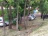 Carro ficou enroscado em árvore após capotar no Botafogo