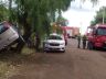 Carro ficou enroscado em árvore após capotar no Botafogo