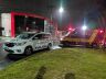 Vítima no momento em que era atendida pelos Bombeiros