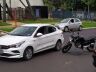 Carro e moto envolvidos no acidente: piloto levou a pior