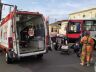 Moto foi parar embaixo do ônibus: por pouco, uma tragédia