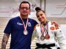 Mayrhá Lucato (ao lado de Sebá), após quatro combates, conquistou a terceira colocação na categoria Sênior Feminino até 63kg
