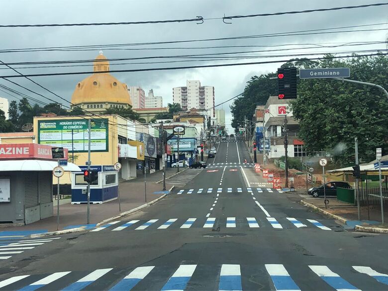 Centro de São Carlos vazio durante a pandemia - Crédito: arquivo/SCA