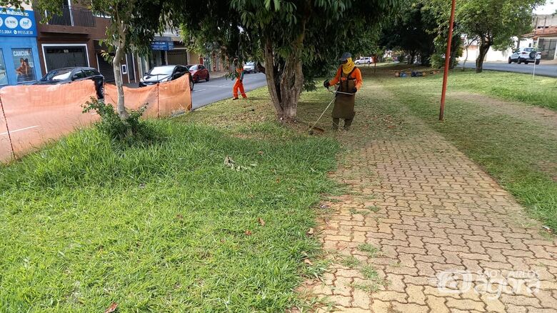 Trabalhadores realizam limpeza em avenida de São Carlos - Crédito: divulgação