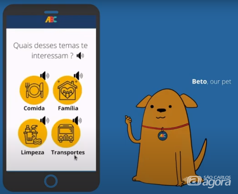 O aplicativo já tem até um mascote, Beto, criado por Ana Laura - Crédito: Divulgação