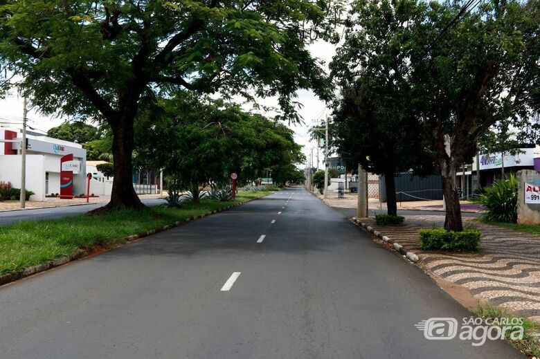 Rua de Araraquara vazia durante o lockdown - Crédito: Prefeitura Municipal