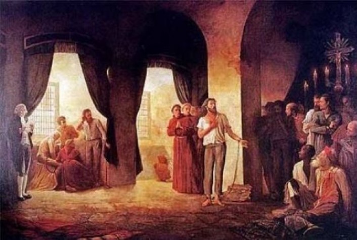 A leitura da sentença de Tiradentes. Pintura de Leopoldino Faria, 1921. - Crédito: divulgação