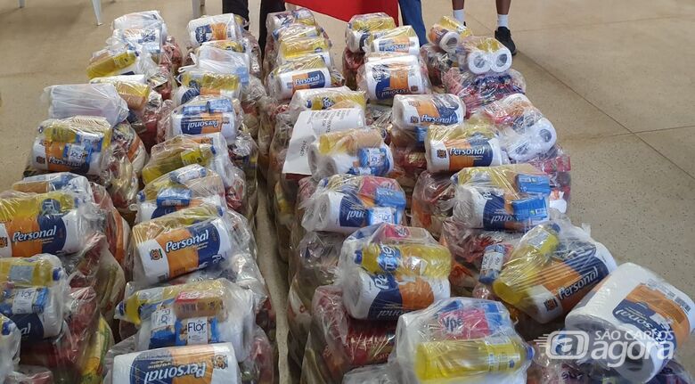 Campanha em São Carlos arrecadou mais de uma tonelada de alimentos - Crédito: Divulgação