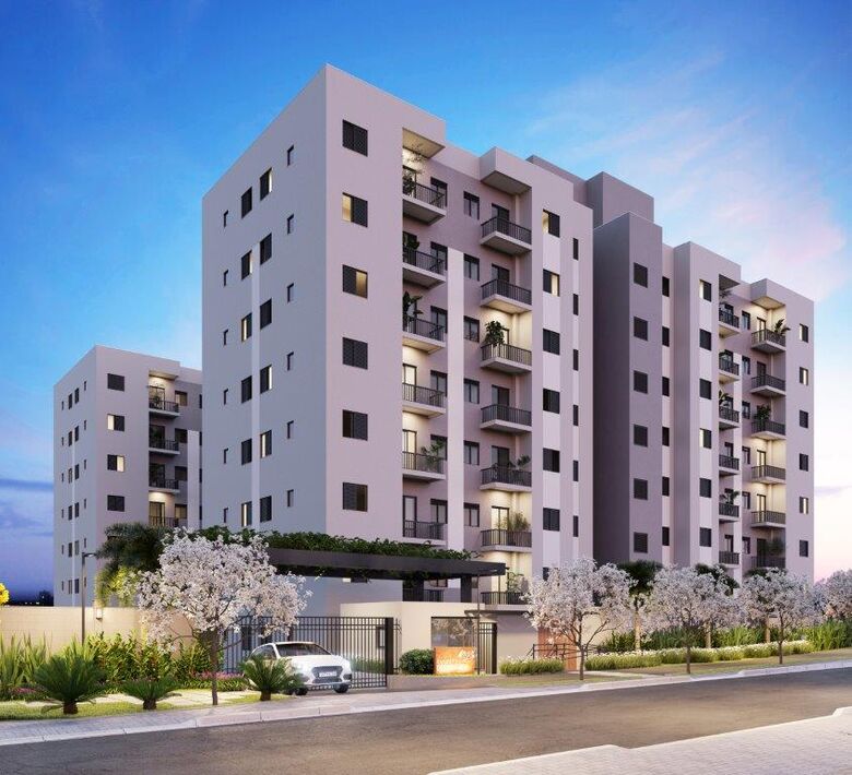 Fachada do novo empreendimento: projeto moderno com paisagismo harmônico - Crédito: Vitta