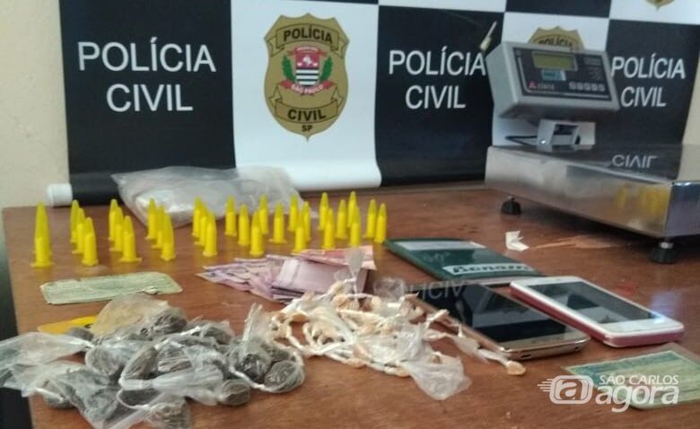 Acusado de tráfico foi detido em Porto Ferreira por policiais civis: a droga foi apreendida - Crédito: Divulgação