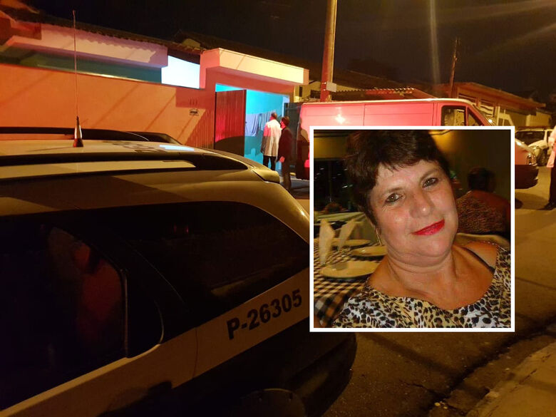 Local onde ocorreu o crime. No detalhe a aposentada que foi morta a facadas pelo companheiro. - Crédito: divulgação