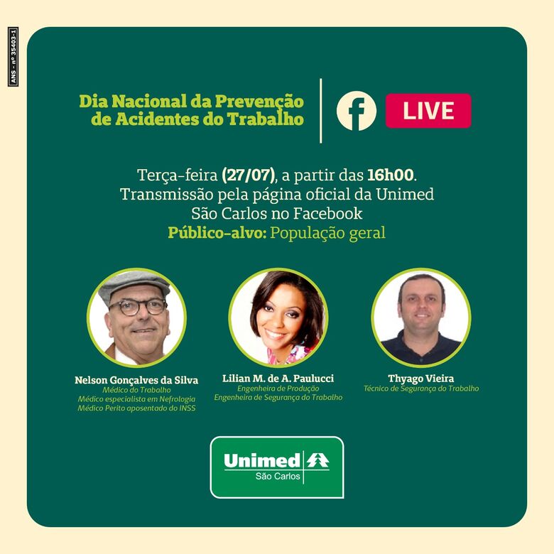 Unimed São Carlos realiza live sobre Segurança do Trabalho - Crédito: Divulgação