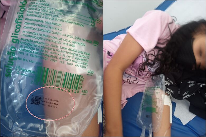 Foto mostra data de validade vencida em soro - Crédito: arquivo pessoal