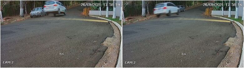 Câmera registrou fuga do veículo usado no roubo - Crédito: reprodução