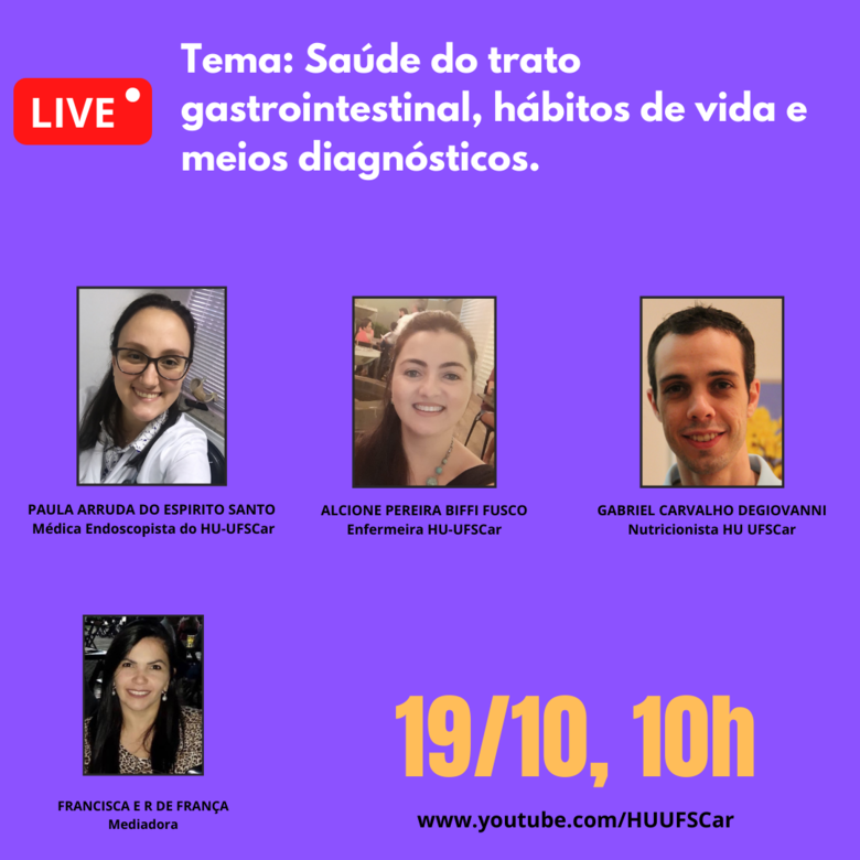 HU-UFSCar promove evento online sobre saúde do trato gastrointestinal -