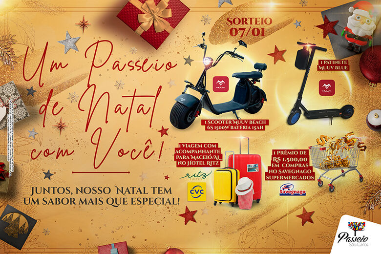 Passeio São Carlos sorteará diversos prêmios na campanha “Um Passeio de Natal Com Você” -