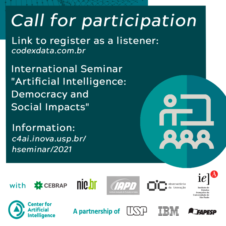 Participe do Seminário Internacional Inteligência Artificial: Democracia e Impactos Sociais -
