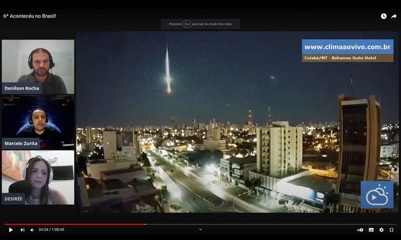 Câmeras registram passagem de meteoro no Brasil - Crédito: reprodução