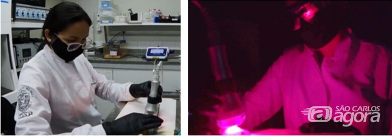 Momento da realização da pesquisa com a terapia sono-fotodinâmica (TSFD) para o tratamento do câncercepof1302 - Crédito: Divulgação