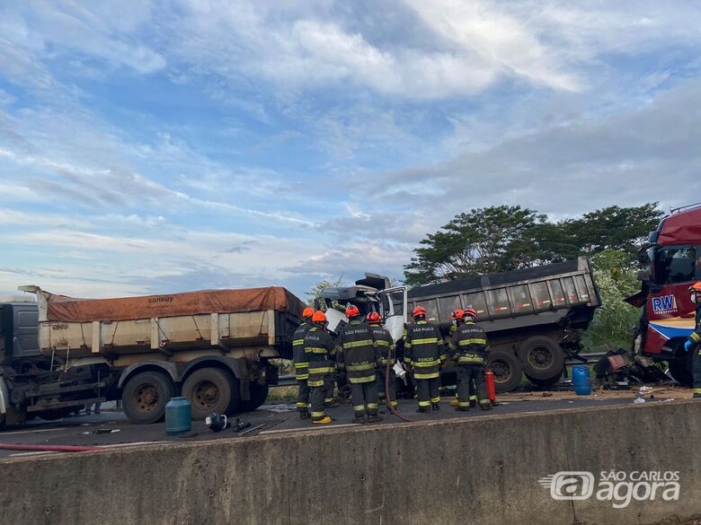 Colisão envolvendo três caminhões deixa uma pessoa morta na SP-255 - Crédito: X-tudo Ribeirão