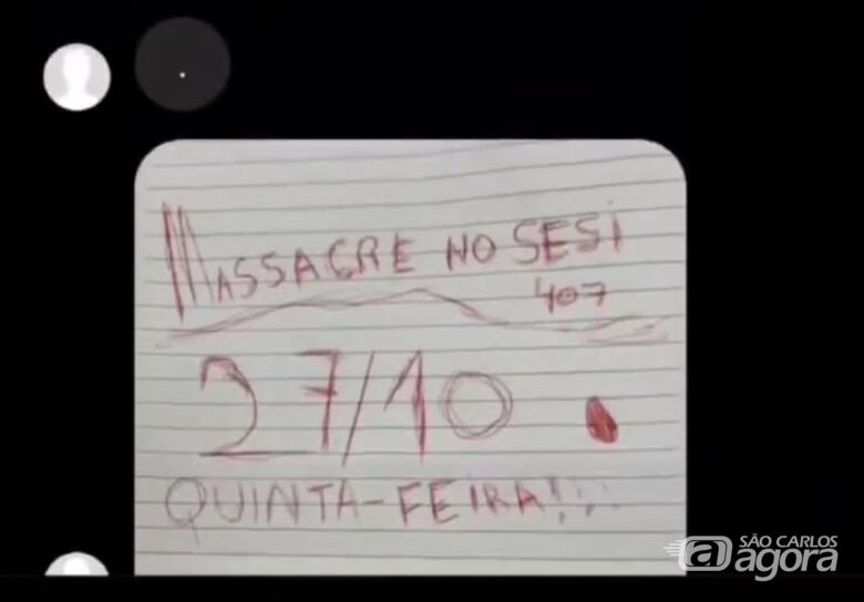 Ameaça de massacre em escola do SESI deixa pais preocupados em São Carlos - Crédito: WhatsApp SCA