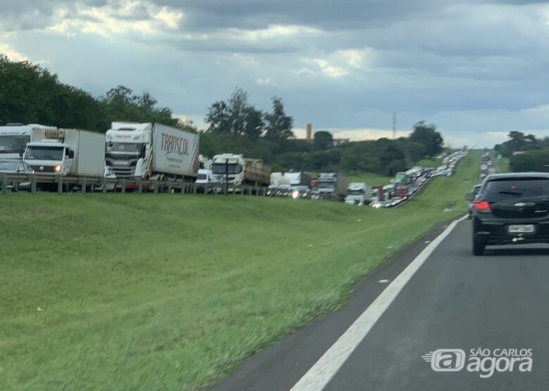 Grande congestionamento na Washington Luís - Crédito: WhatsApp SCA