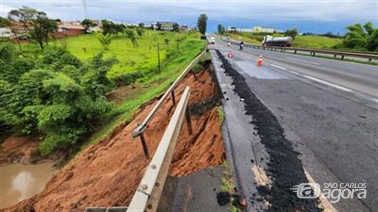 Triângulo do Sol interdita trecho da SP-310 para obra de recuperação de erosão causada pelas fortes chuvas - Crédito: divulgação