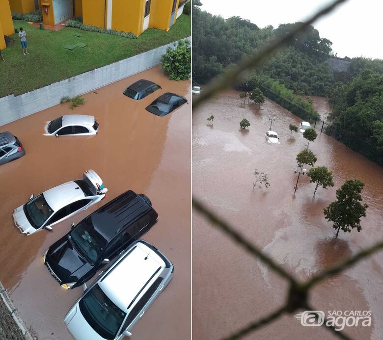 Carros ficaram praticamento submersos após enchente da última semana - Crédito: arquivo pessoal