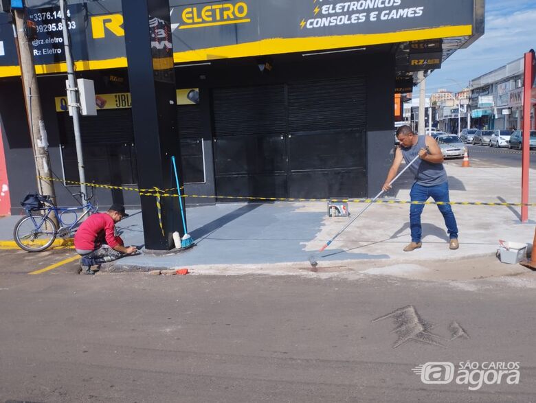 Finalizada reconstrução de calçadas na região central de São Carlos - Crédito: Divulgação
