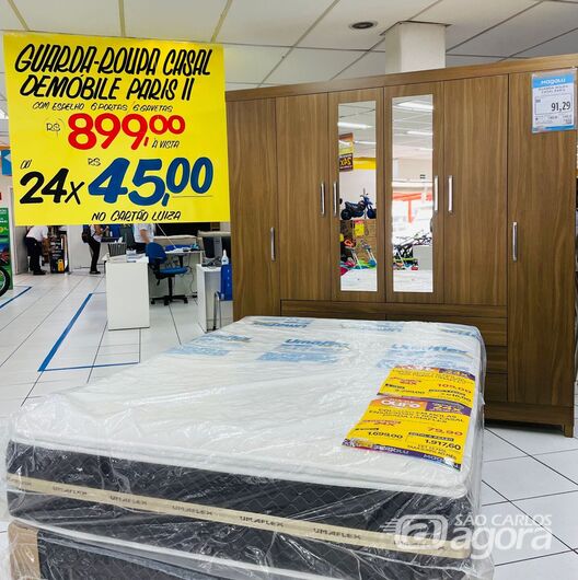 Somente amanhã (13/03) no Magalu: Guarda roupas 6 portas 6 gavetas com espelho por R$ 45,00 mensais - 