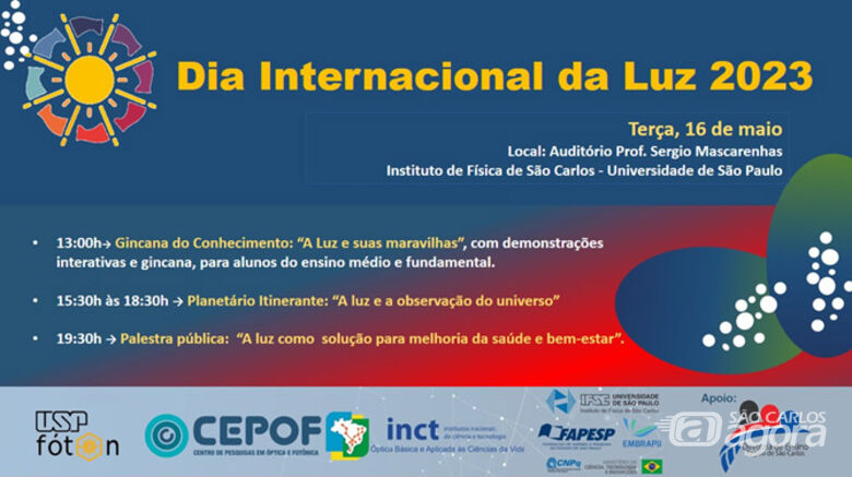 CEPOF – INCT – IFSC – USP : programação do evento que será realizado no Dia Internacional da Luz de 2023 - Crédito: divulgação