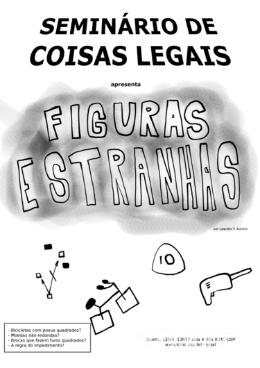 Na edição de número 19 do Seminário de Coisas Legais, realizada em 12 de abril de 2012, surgiu o primeiro pôster minimalista de divulgação, proposta de design que se mantém até hoje - Crédito: Divulgação