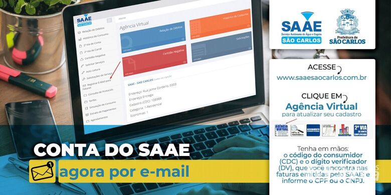 Saae oferece emissão de conta digital e contribui com a sustentabilidade - Crédito: Divulgação