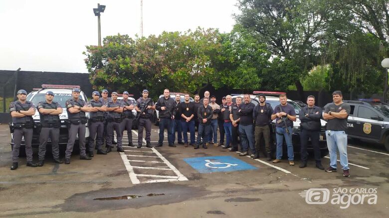 Policiais que participaram em São Carlos, da Operação Adaga - Crédito: Maicon Maximino